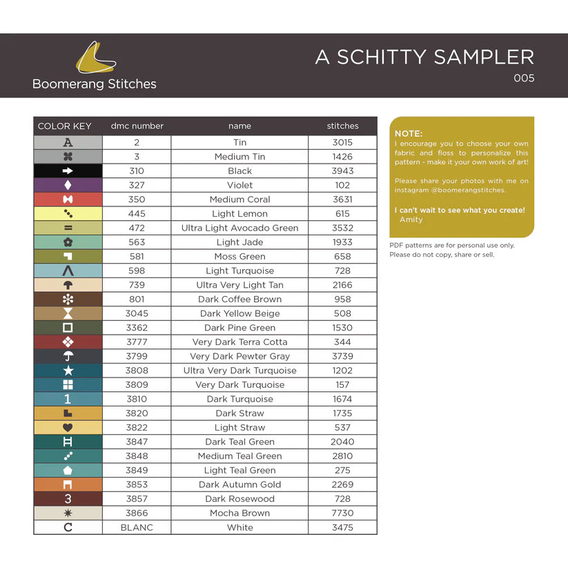 A Schitty Sampler - Cross Stitch Pattern