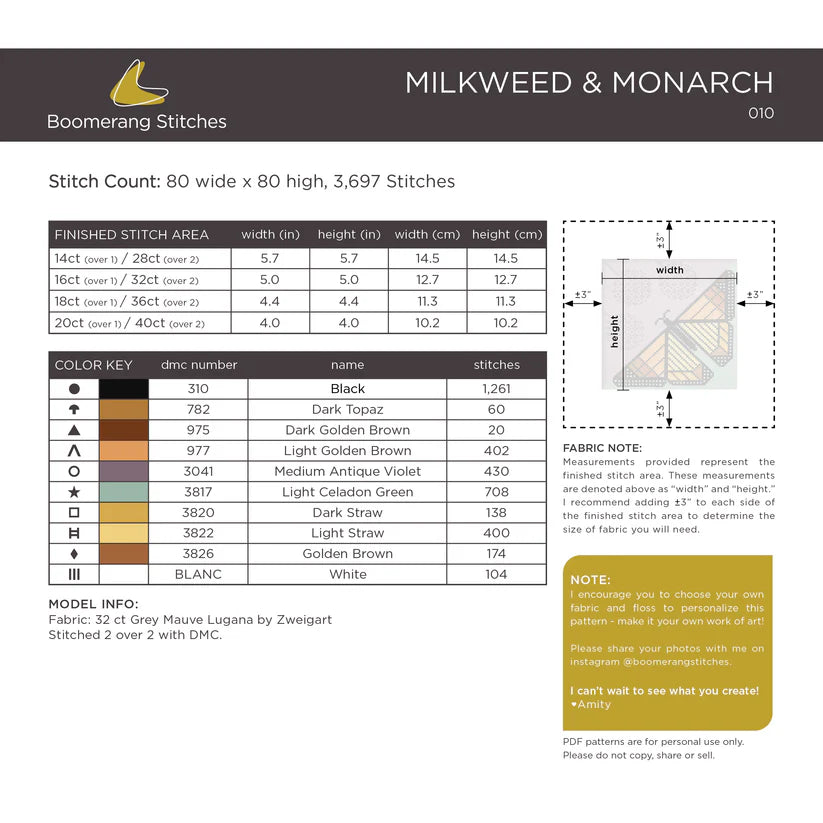 Milkweed & Monarch - Cross Stitch Pattern