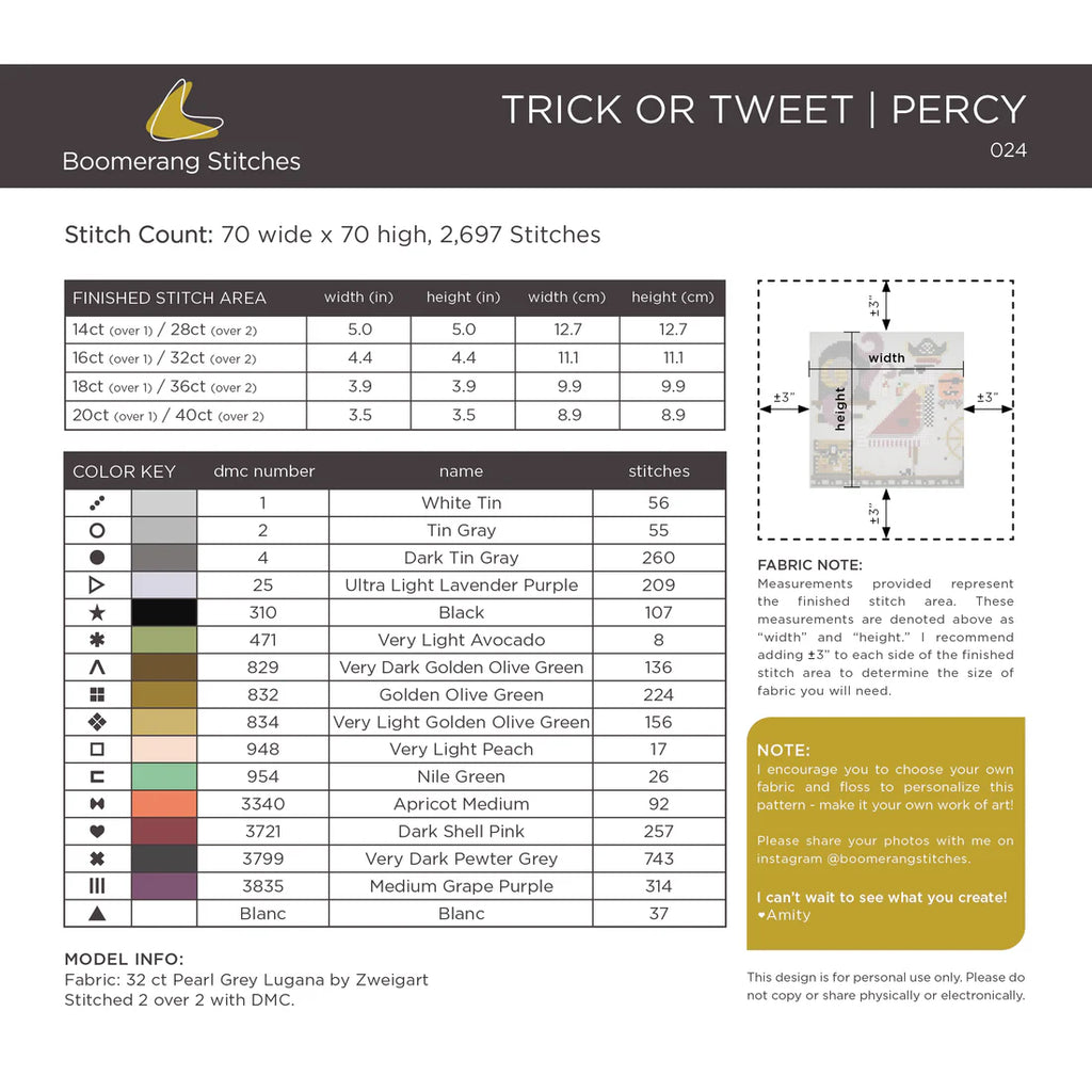 Trick or Tweet Percy - Cross Stitch Pattern