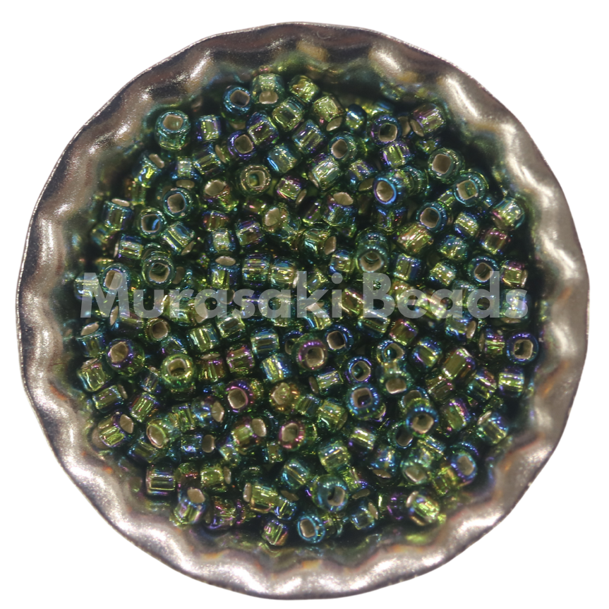 Size 11 - Murasaki Xmas Green AB Silver Lined Beads