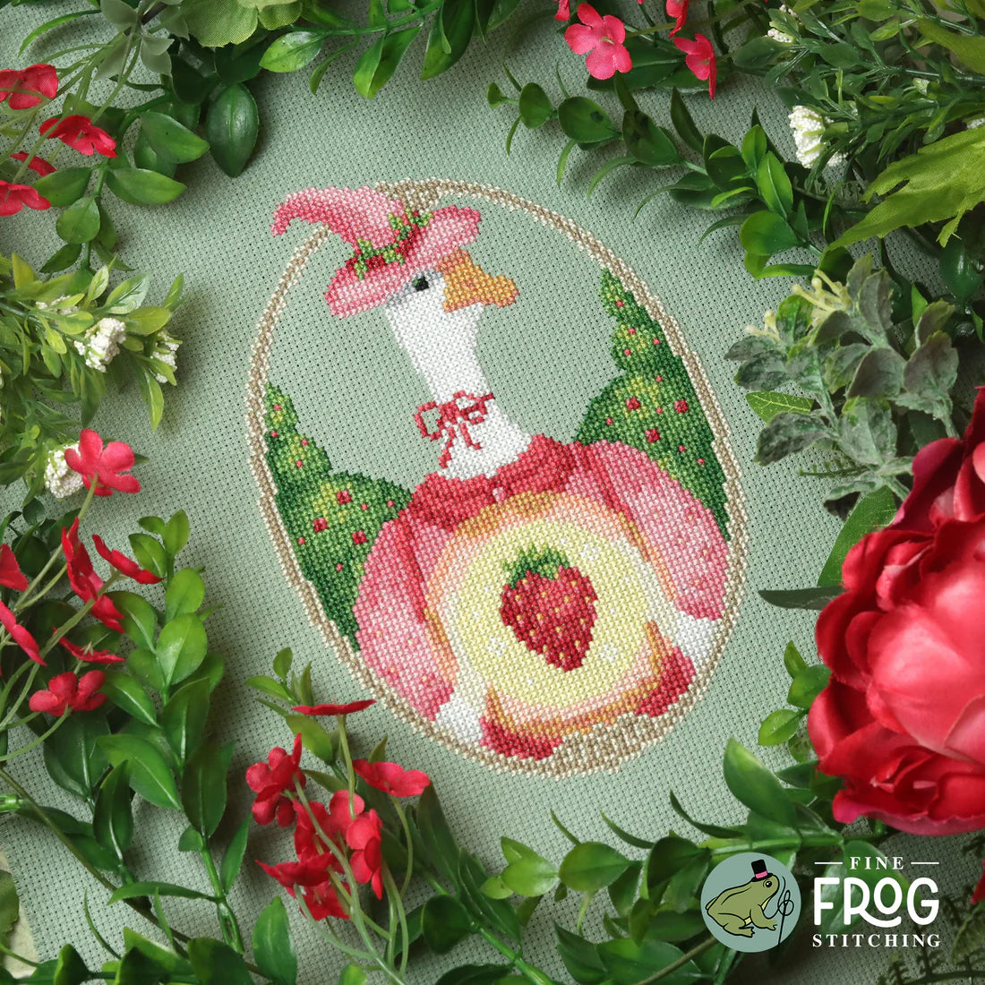 Strawberry Goose Witch - Cross Stitch Pattern
