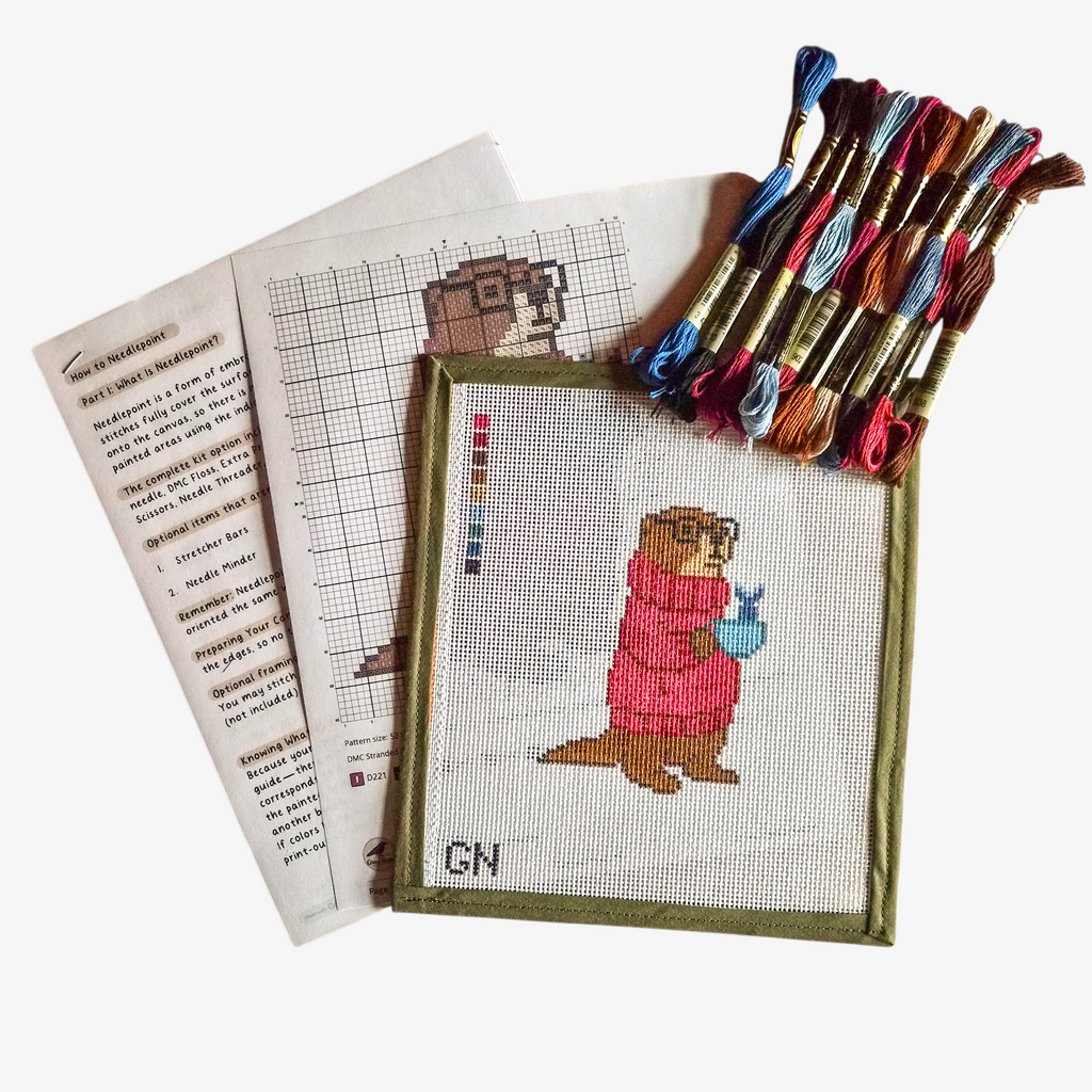 Sweater Otter Needlepoint Kit