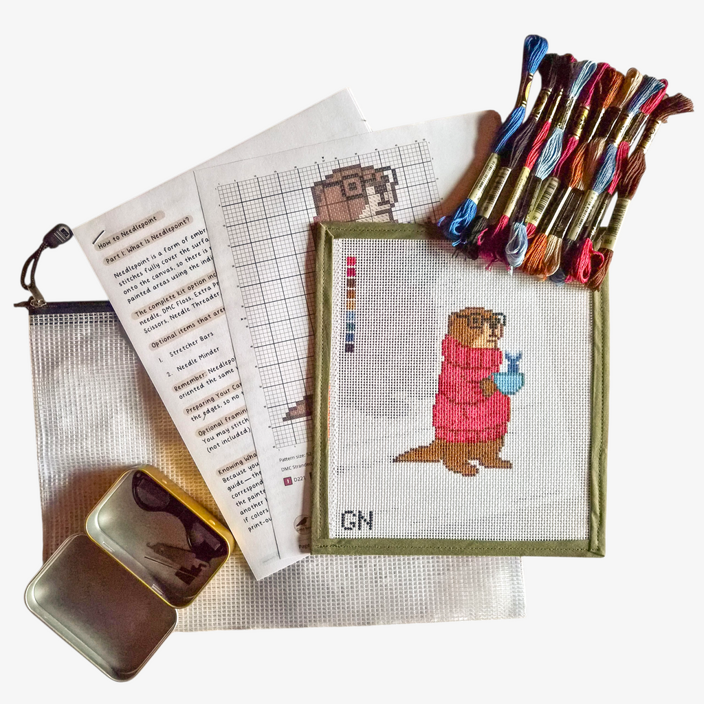 Sweater Otter Needlepoint Kit