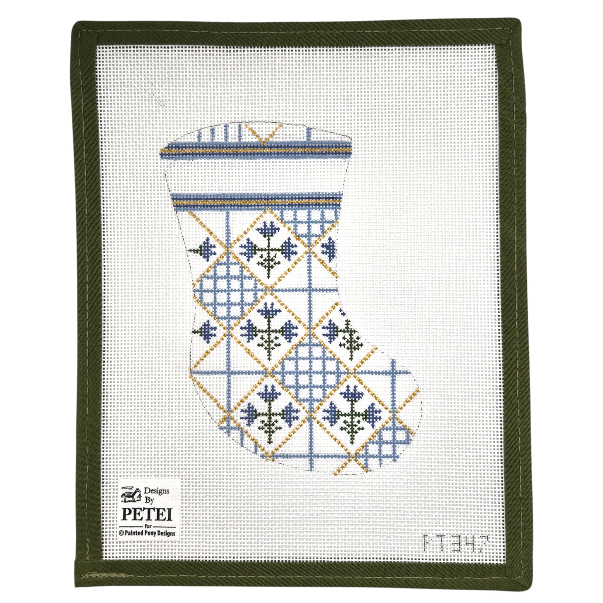 Blue Corn Flower Patchwork Mini Stocking - Designs by Petei