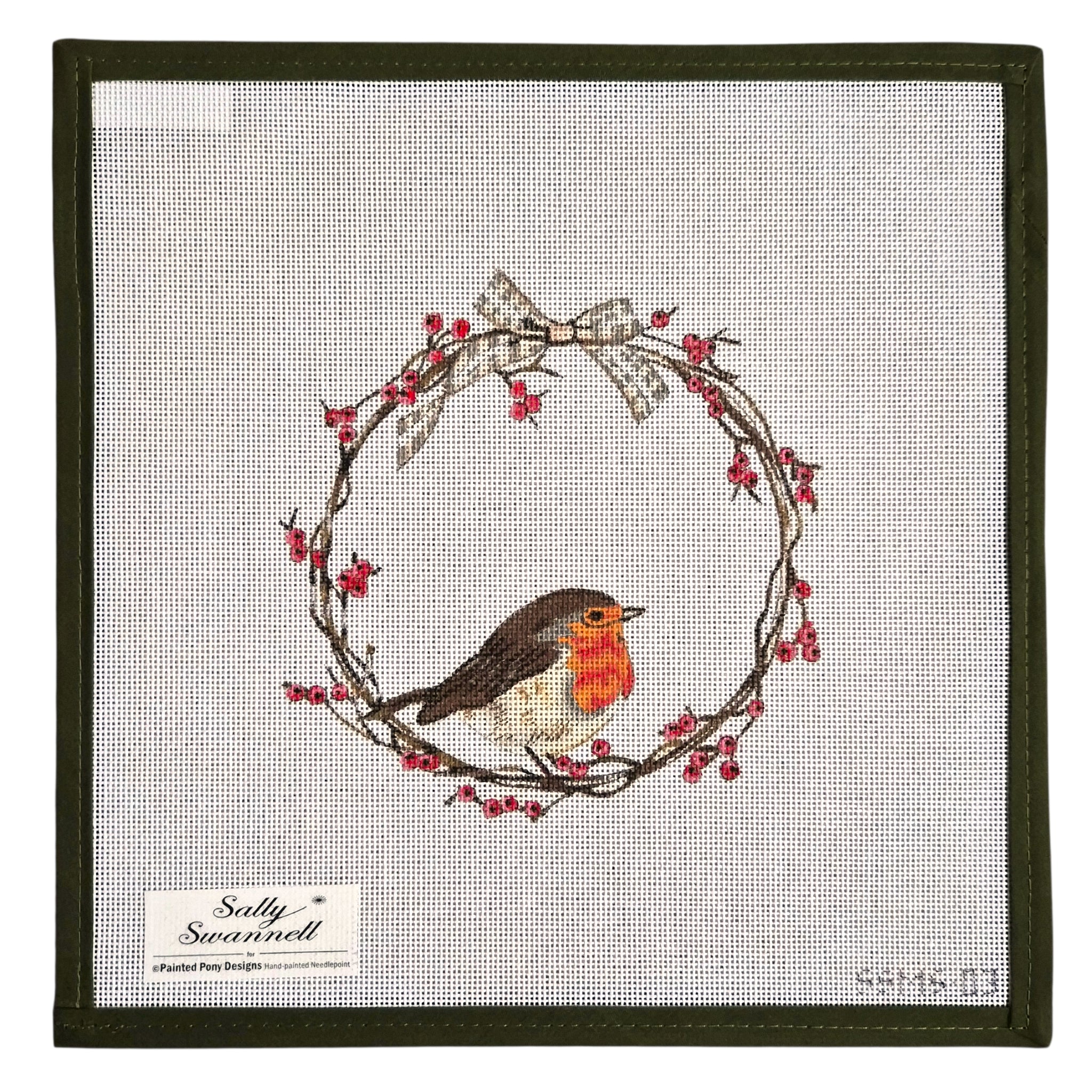 Bird on Berry Wreath - Sally Swanell