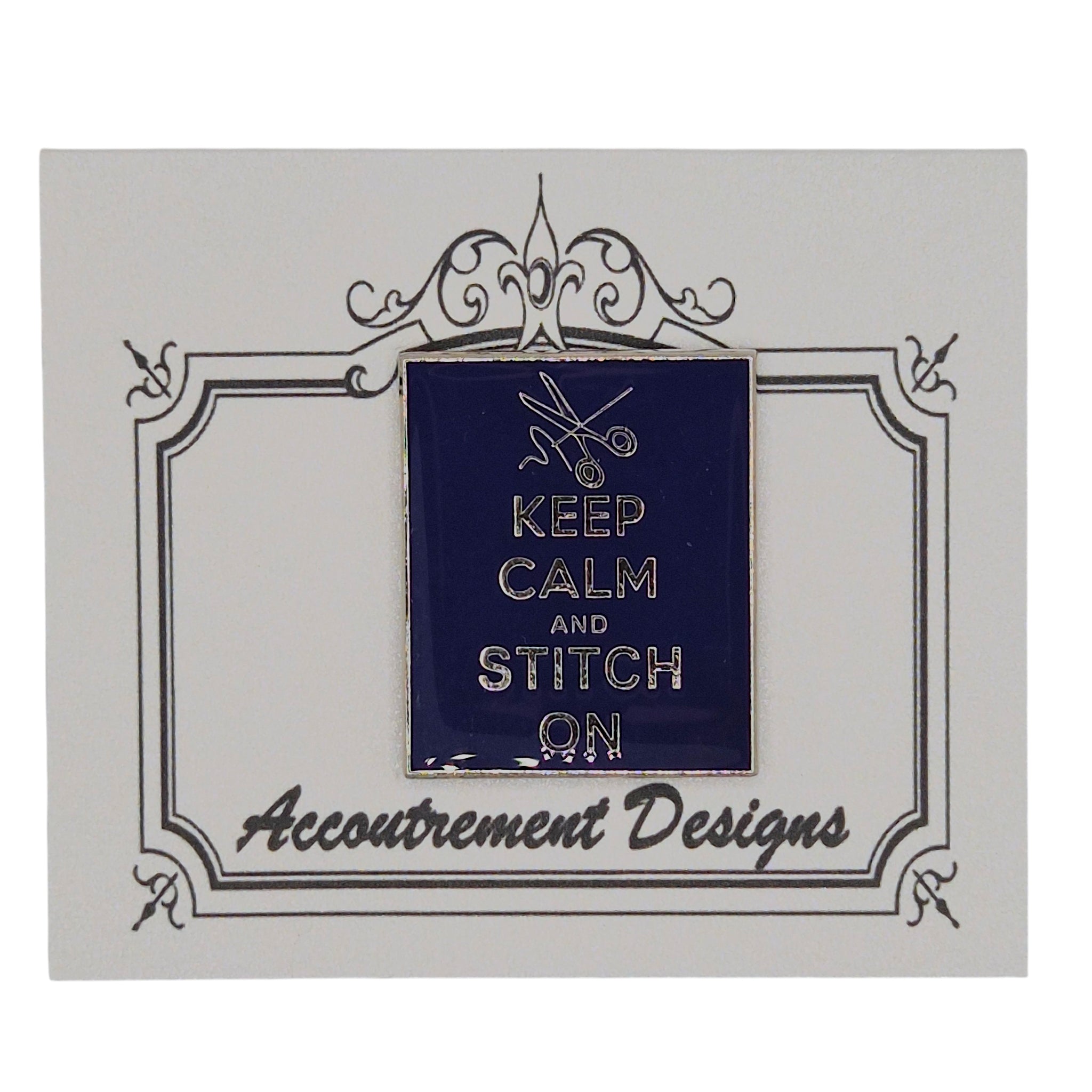 Blue Keep Calm & Stitch On Needle Minder