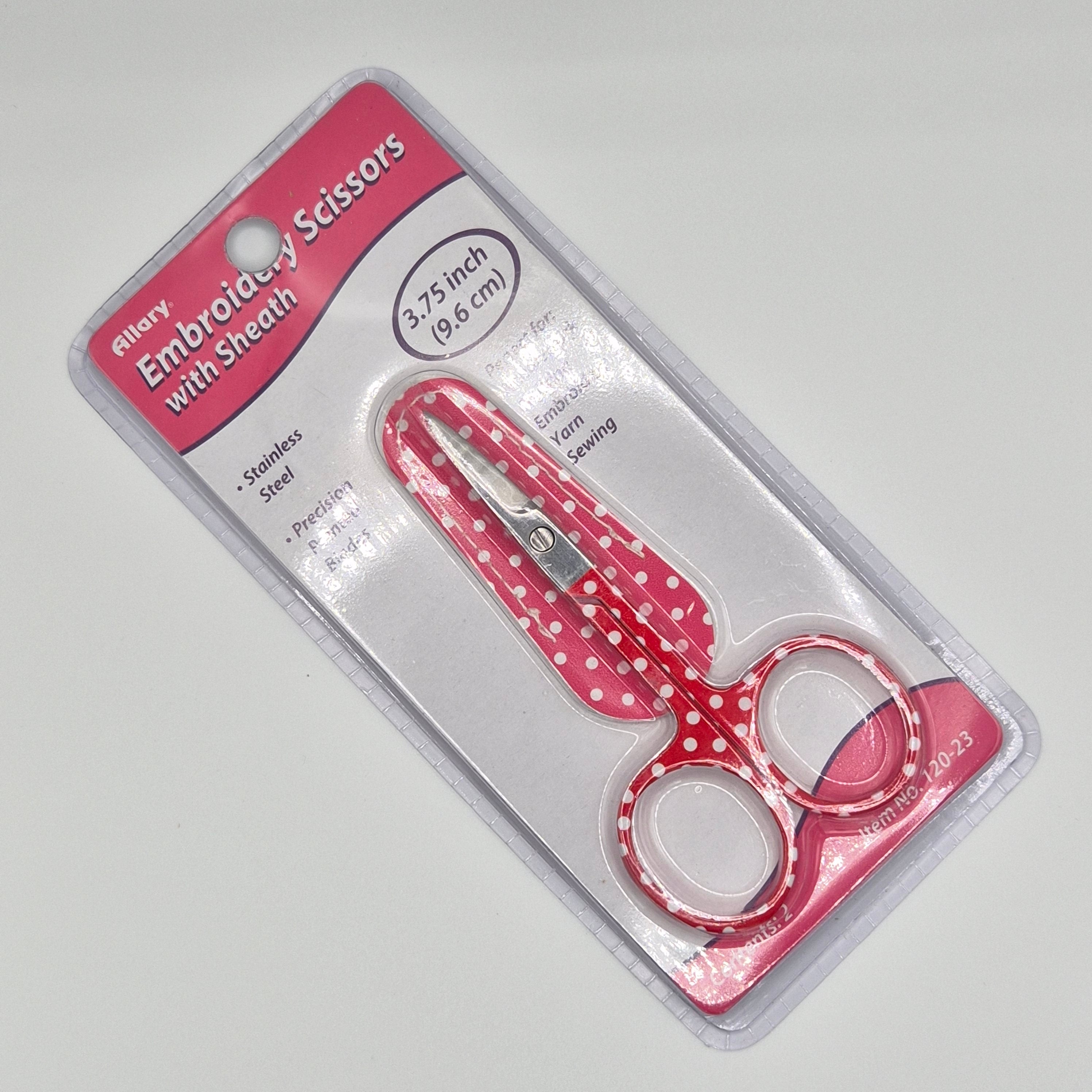 Embroidery Scissors with Sheath - Red & White Polka Dot