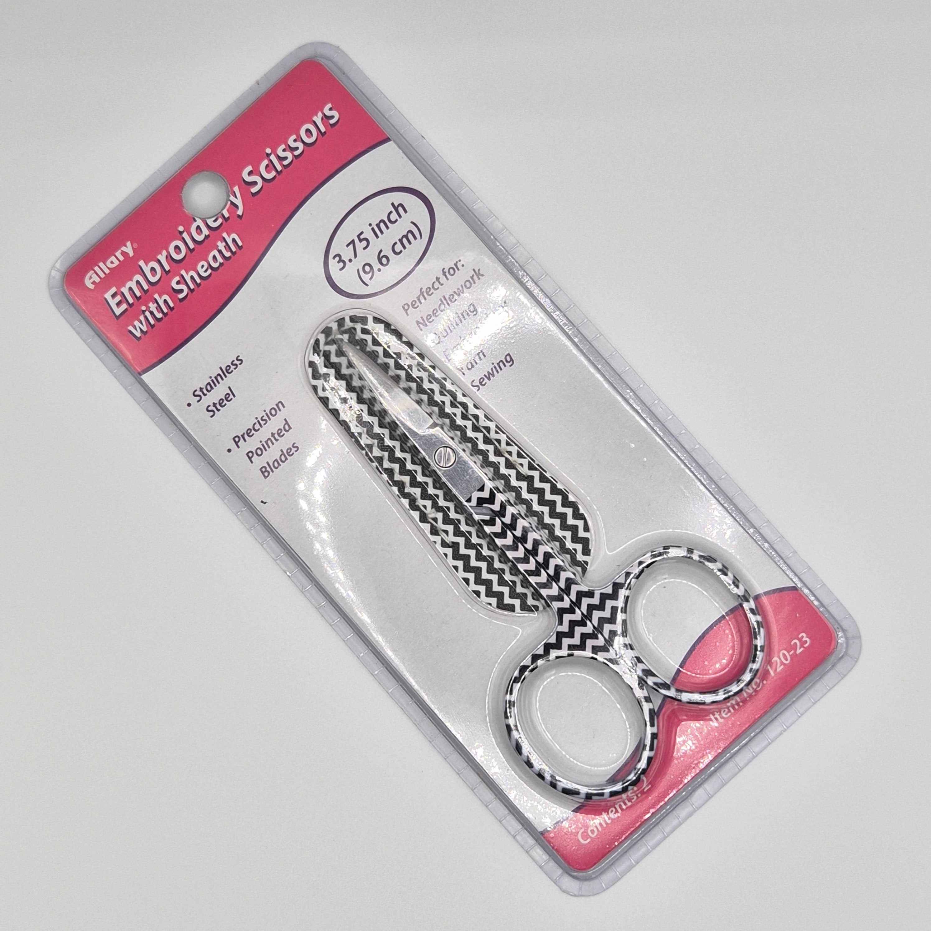 Embroidery Scissors with Sheath - Black & White Chevron