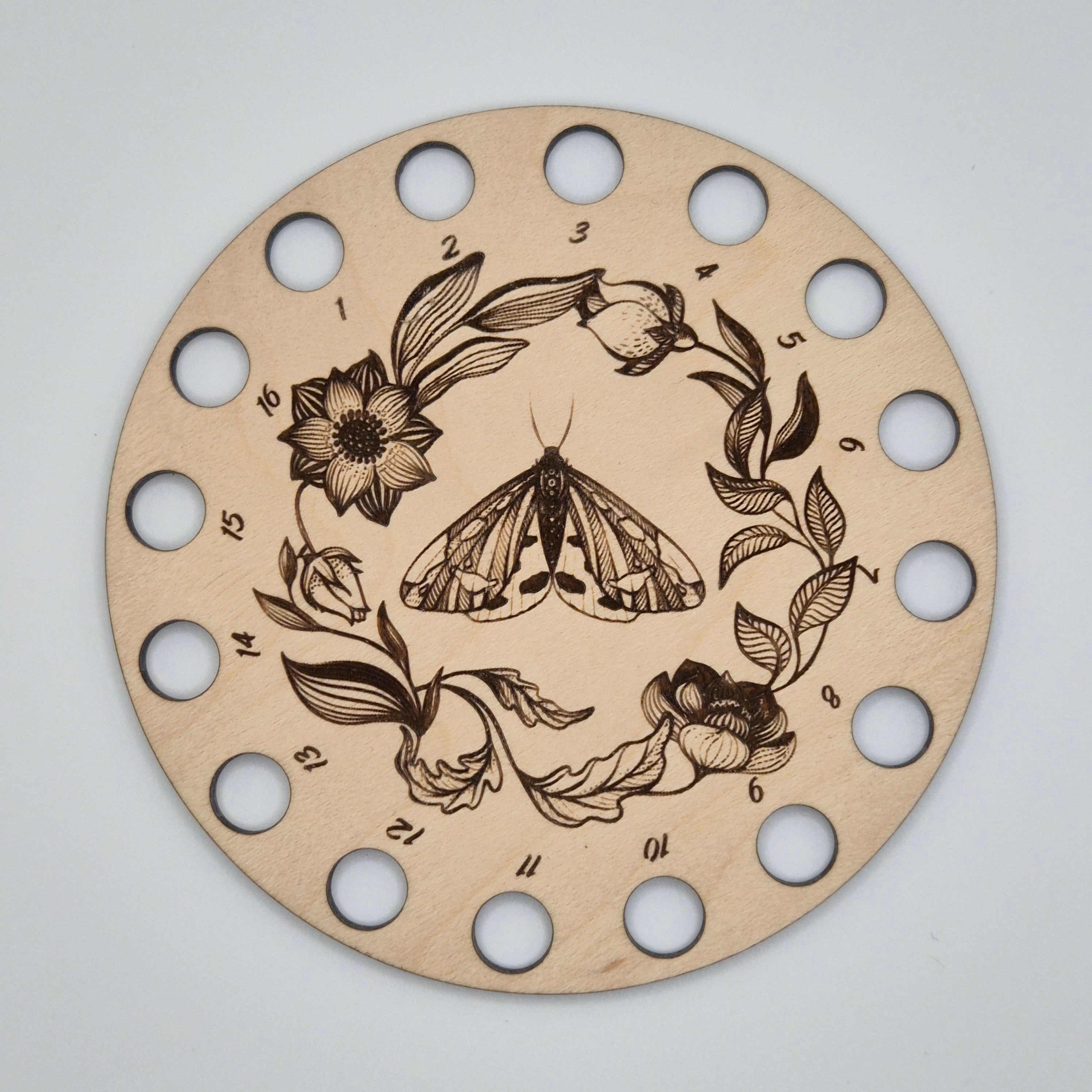 Floral Moth Embroidery Floss Storage Holder