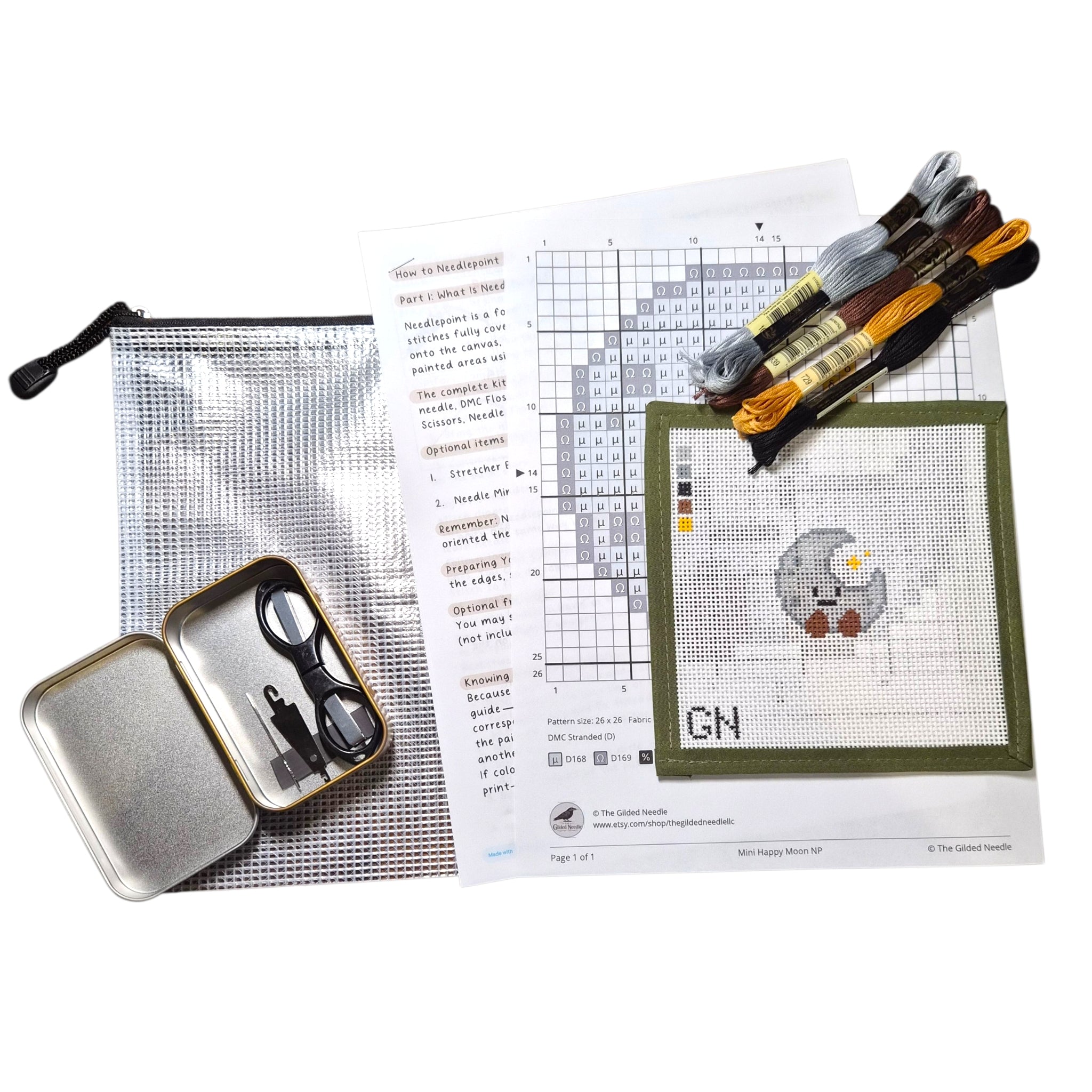 Mini Happy Moon Needlepoint Kit
