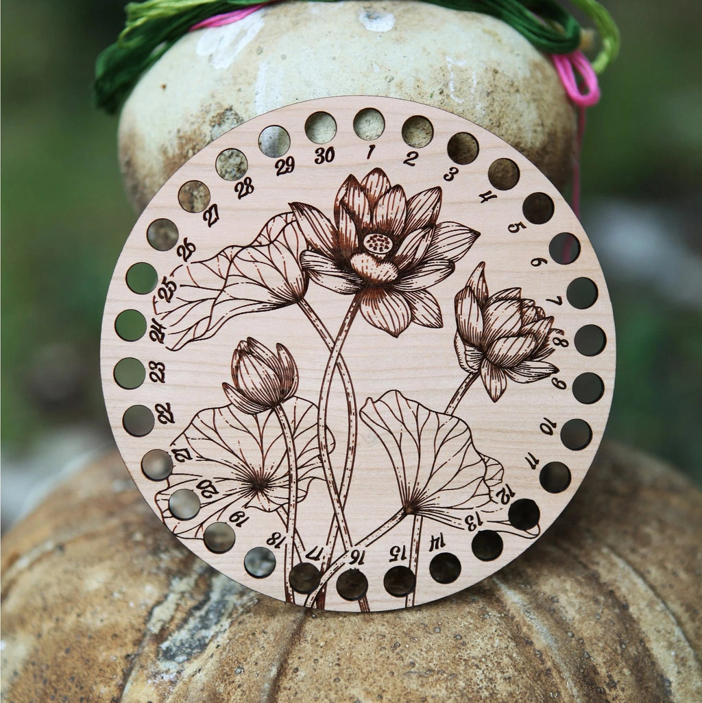 Lotus Flower Embroidery Floss Storage Holder