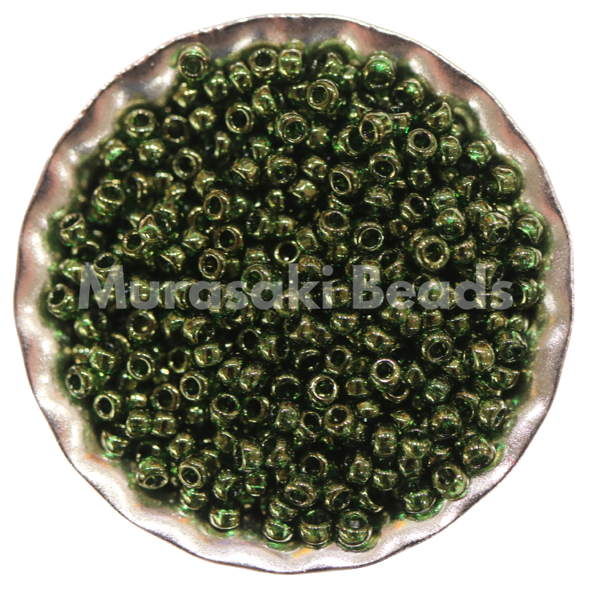 Size 11 - Murasaki Xmas Green Gold Luster Beads