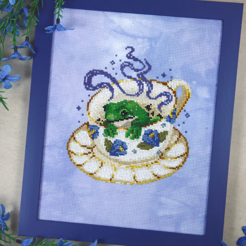 Tea Reading Frog - Cross Stitch Pattern