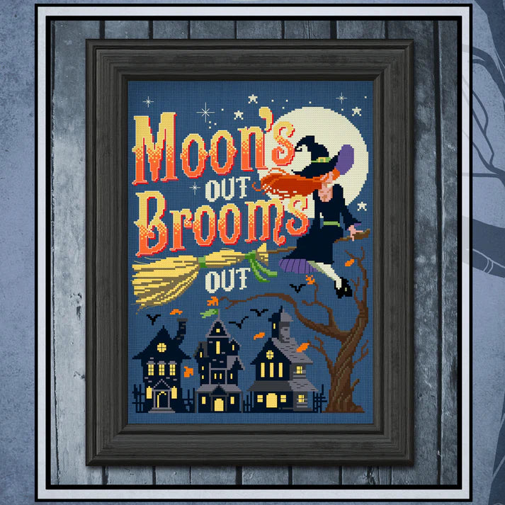 Moon's Out Brooms Out - Cross Stitch Pattern