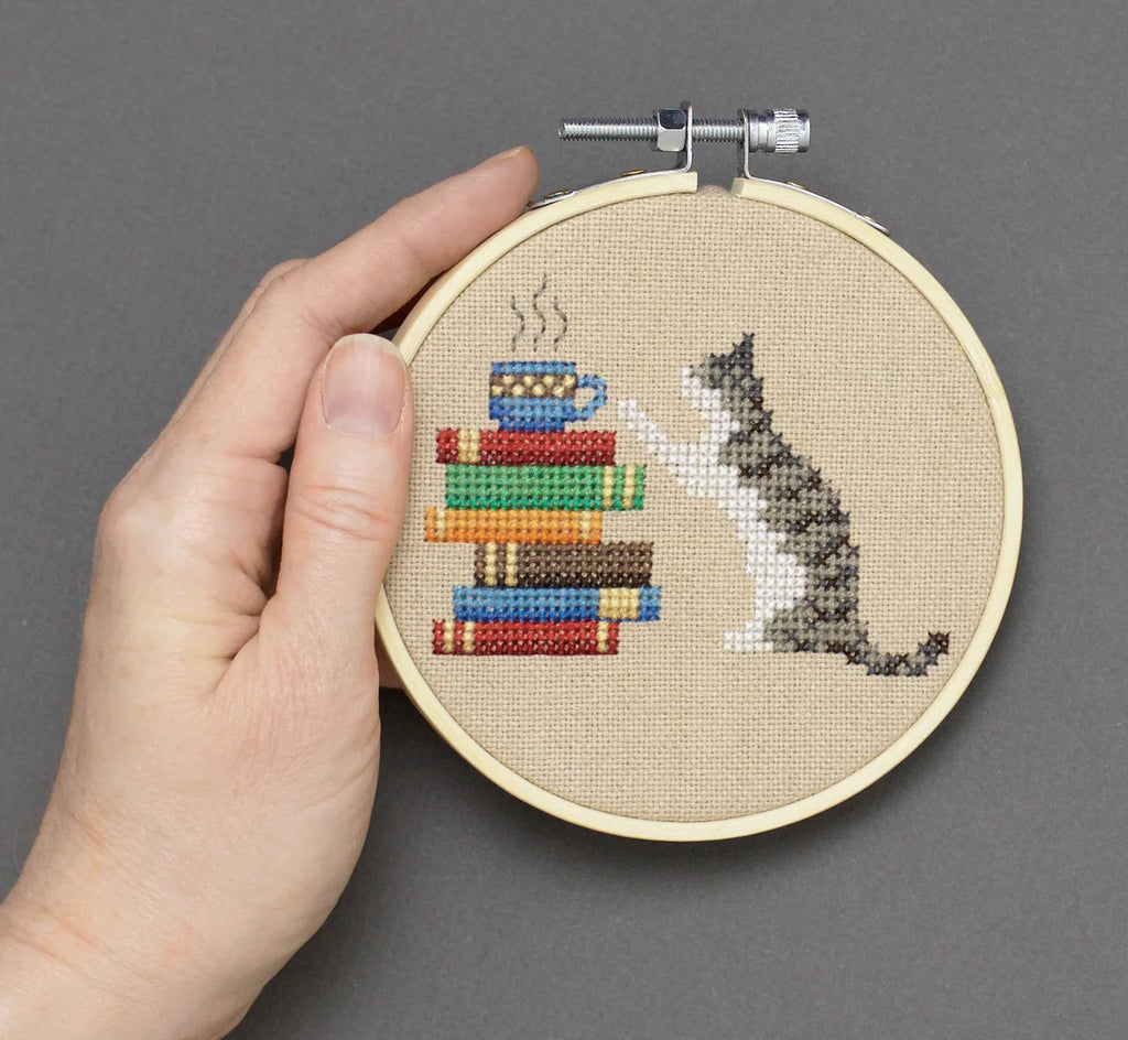 Cat, Books and Coffee - Cross Stitch Pattern