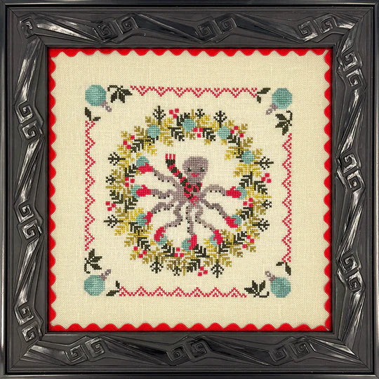 Ollie Builds a Wreath - Cross Stitch Pattern