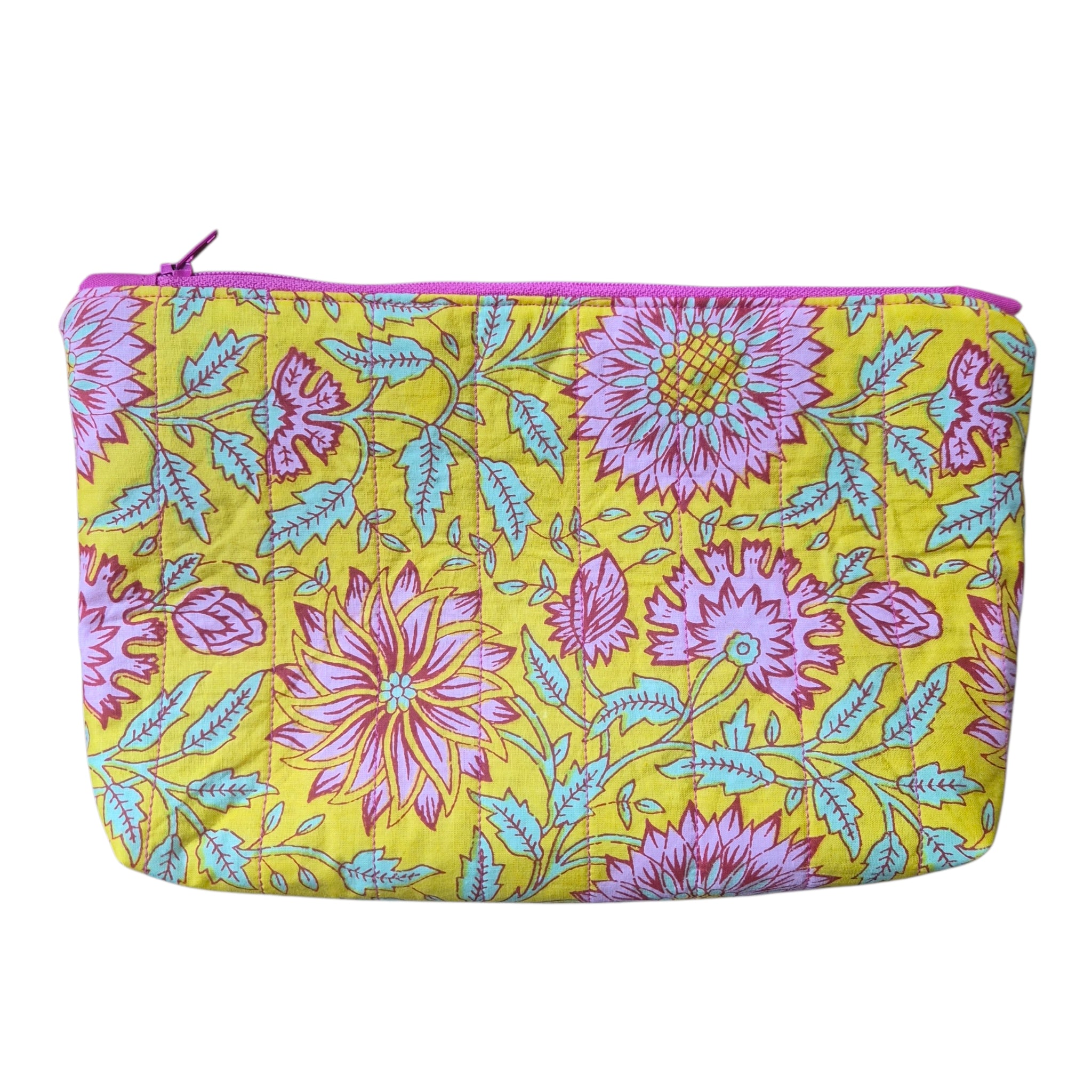 Floral Yellow/Pink Medium Notions Bag