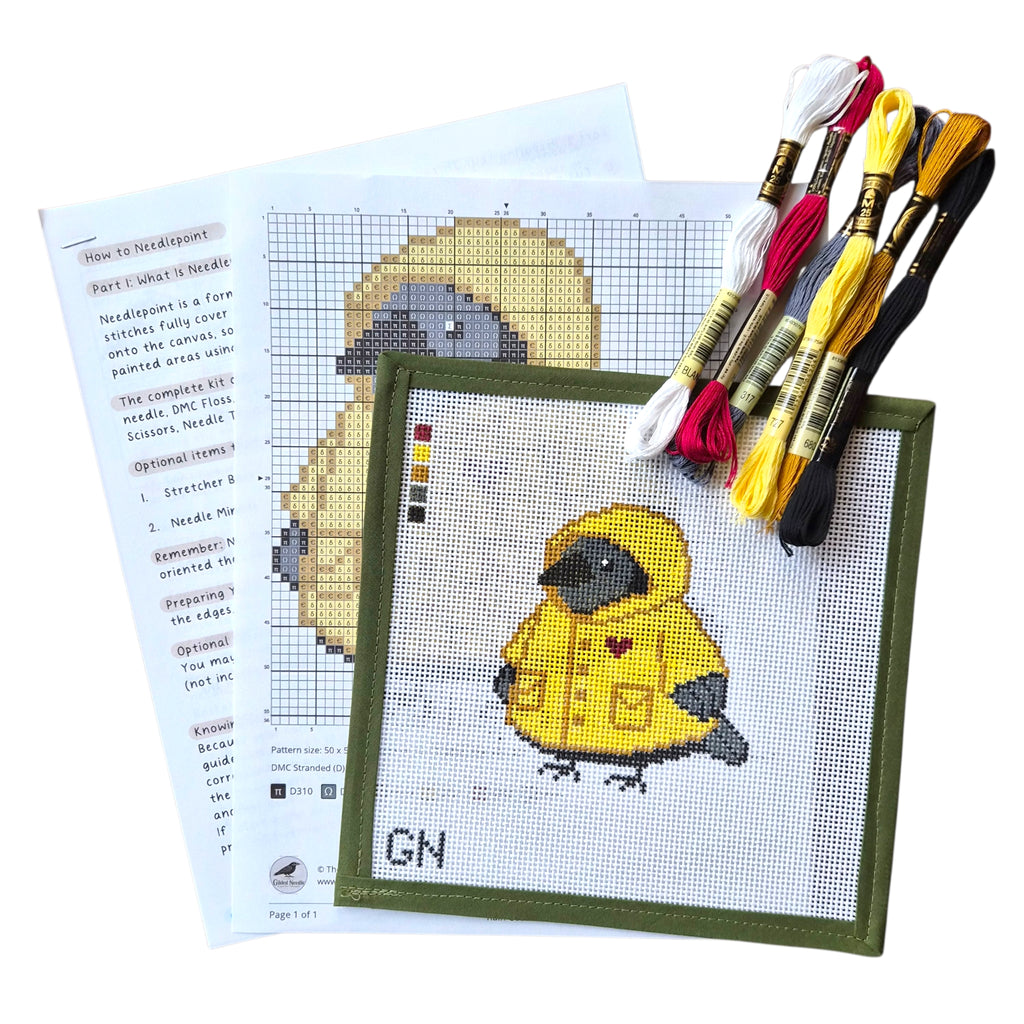 Raincoat Crow Needlepoint Kit