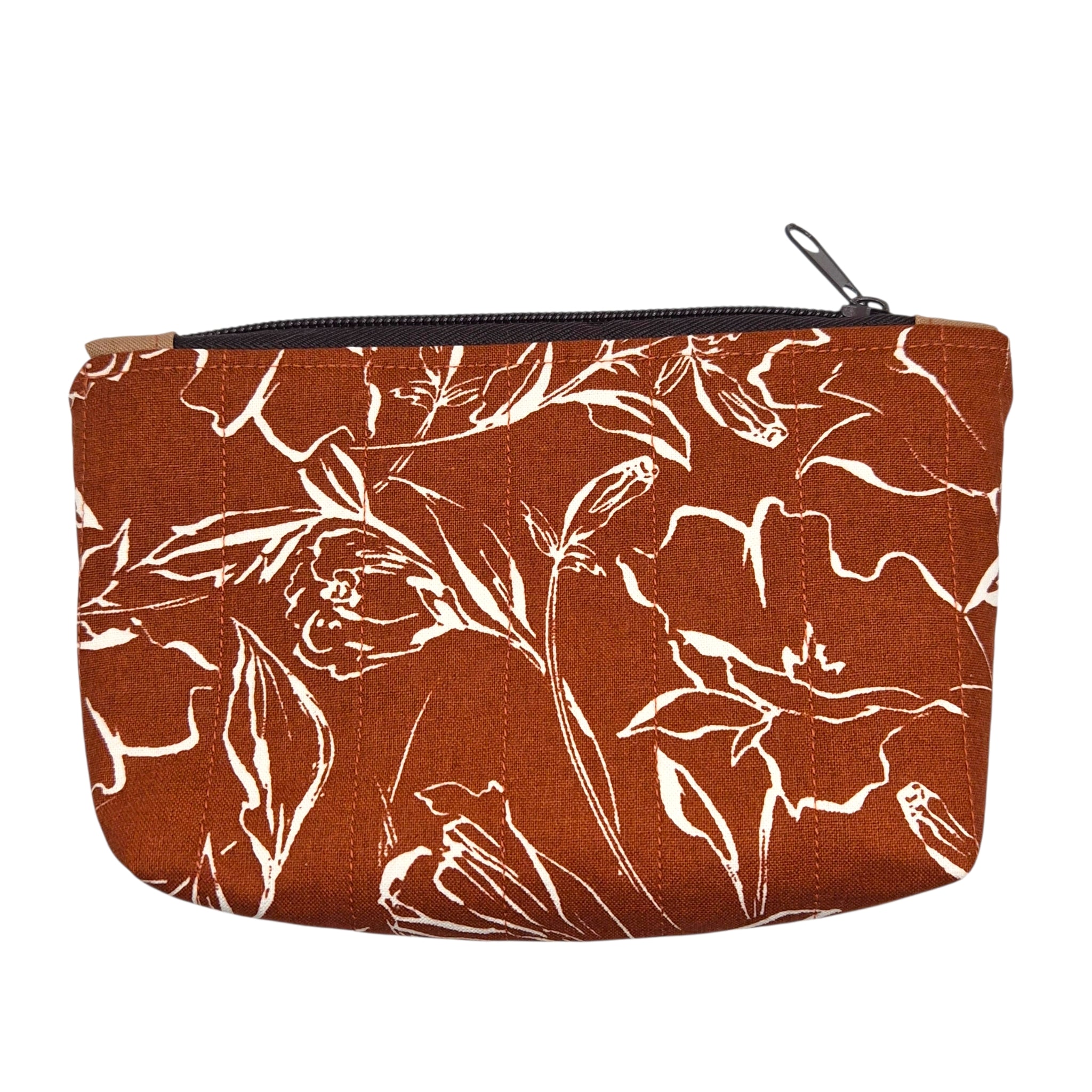 Rust Floral Print Small Notions Bag
