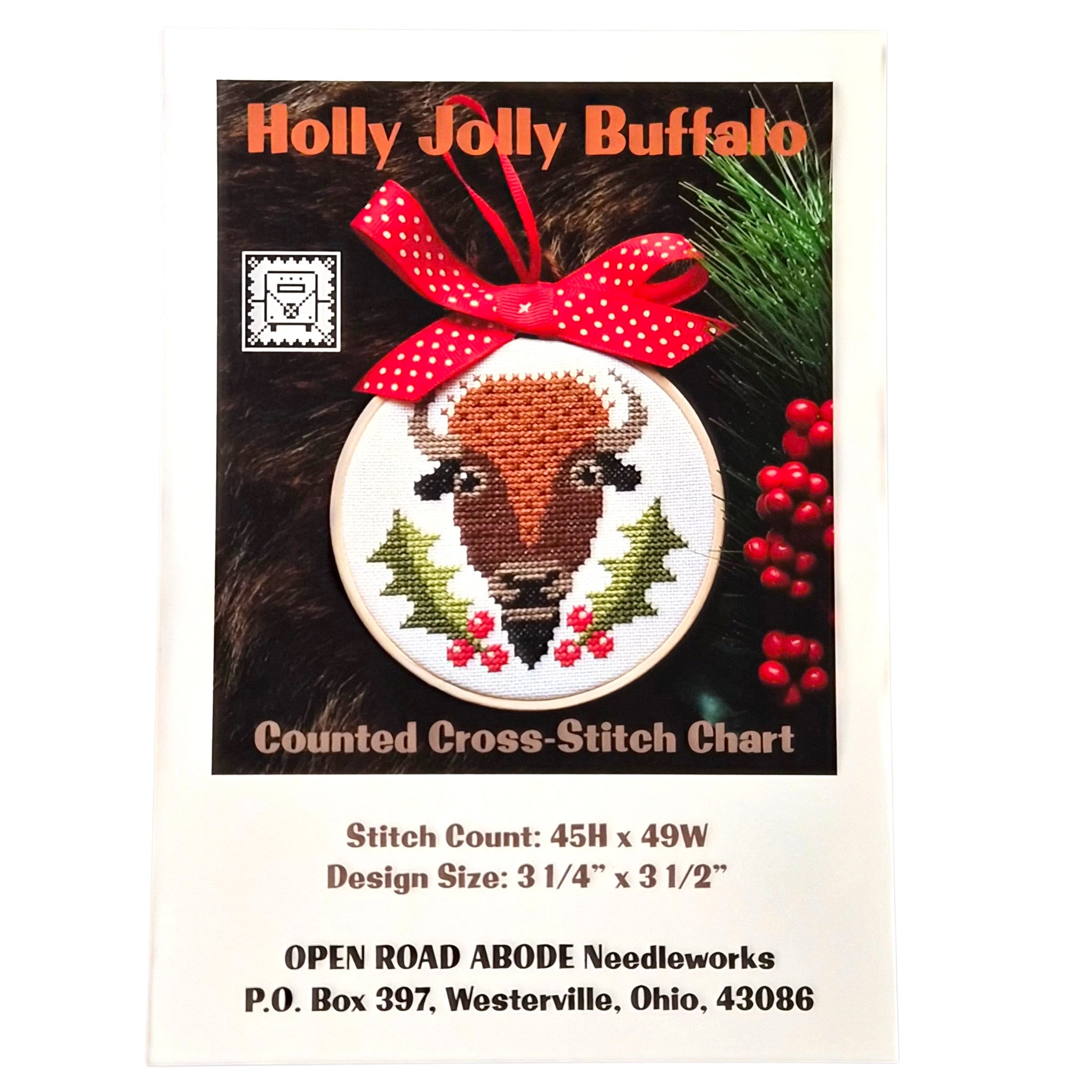 Holly Jolly Buffalo - Cross Stitch Pattern