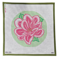 Pink Spring Magnolia Pillow Round - Magnolia Needlepoint