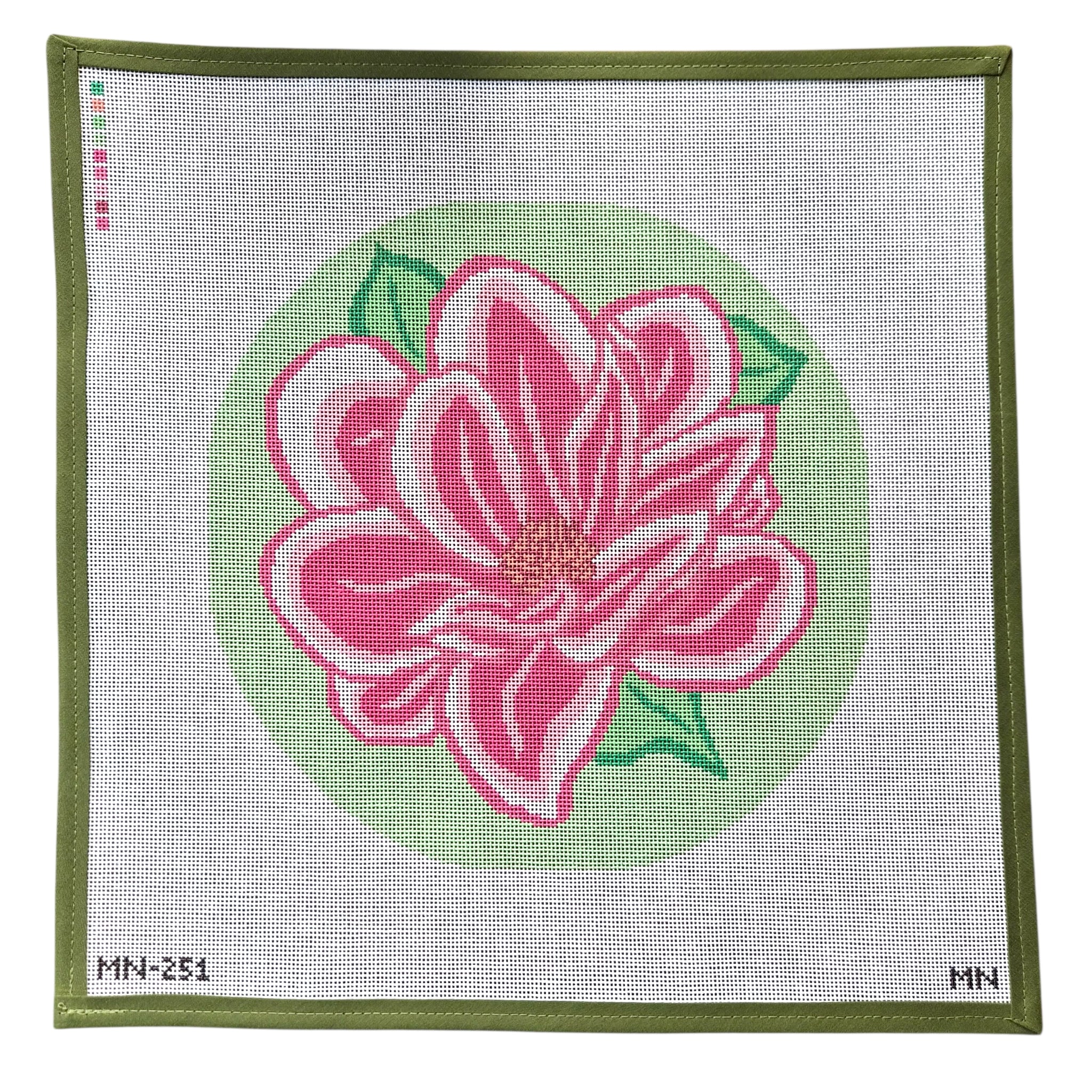 Pink Spring Magnolia Pillow Round - Magnolia Needlepoint