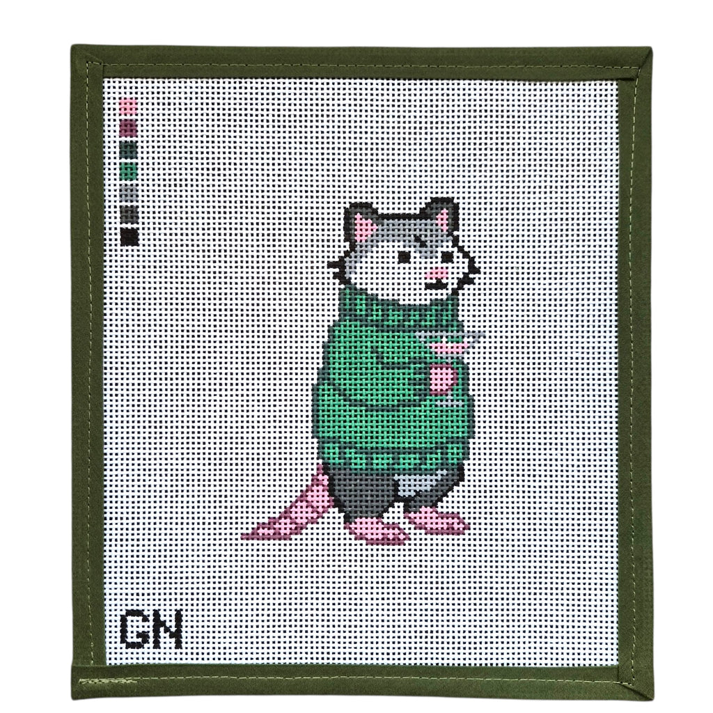 Sweater Opossum Needlepoint Kit
